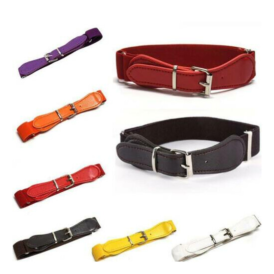 Gift Kids Stretch Belt Clothing Accessories Leather Closure Fashion Waistband CF image {1}