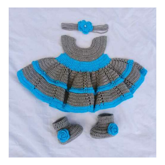 Baby Dress 0-3 Months Newborn Baby Frock Girls Kids Shoes Headband Fashion Wool image {1}