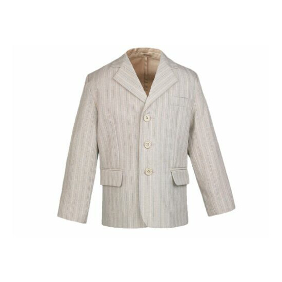  Baby Boy Teen Formal Party Tuxedo Suit Pinstripe Khaki or Gray Jacket Blazer image {4}