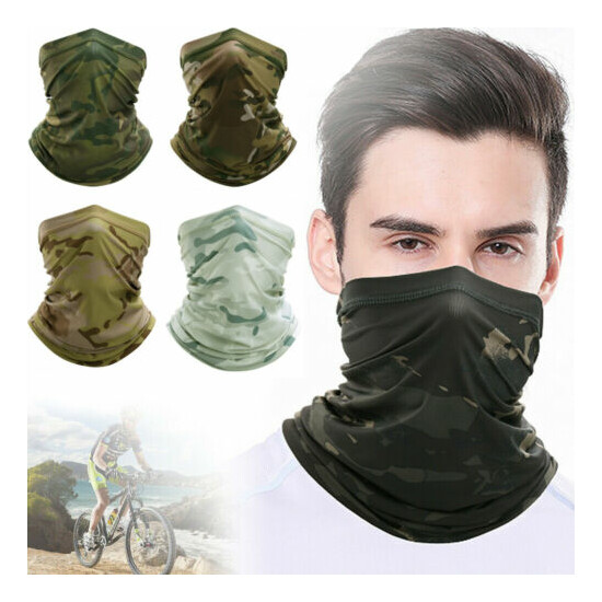 Camo Neck Gaiter Balaclava Bandana Headwear Cooling Face Cover Scarf Ice Silk  image {1}