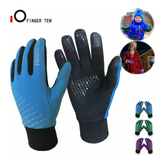 Kids Winter Gloves Boys Girls Touchscreen Cycling Sports Bike for Age 3-15 Years image {1}