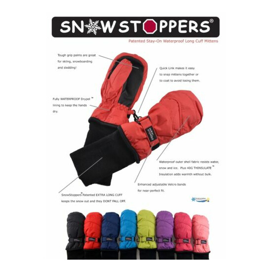 SnowStoppers Original Extra-Long Cuff Nylon Mittens for Ages 6 months - 12 years image {2}