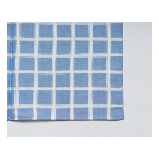 Zilli $100 New Blue White Plaid Cotton Zilli Print Handkerchief Hand Made 16" image {2}