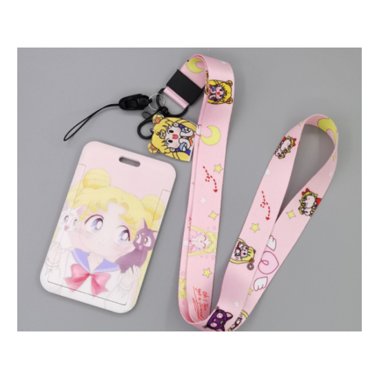 lot Sailor Moon new mix key chain Lanyard acrylic ID Badge Holder Key Neck Strap image {4}