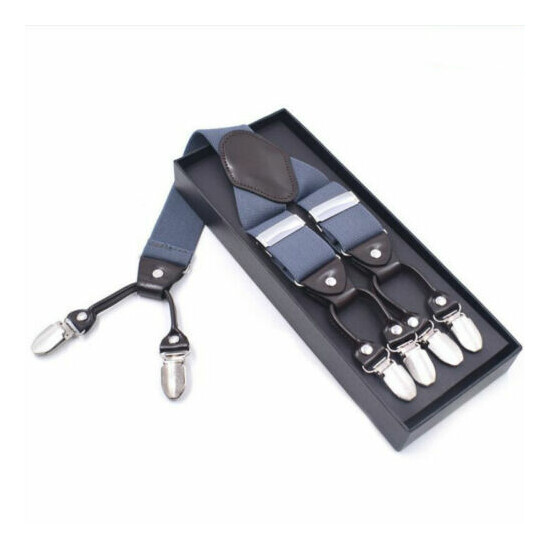 Unisex Adjustable Clip Braces 35mm Wide Trouser Elastic Y-Back Suspenders Slim image {1}