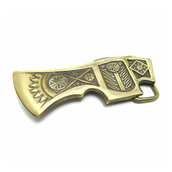 Belt buckle "Bartka"; Handmade&processed; Ax belt buckle; Solid brass axe buckle image {3}