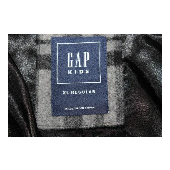Gap Kids Sz XL Black Gray Plaid Hooded Polyester Blend Lined Jacket 030Y image {4}