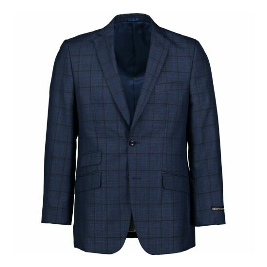 Alberto Cardinali Men's Medium Blue Windowpane Plaid 2 Button Slim Fit Suit NEW image {2}