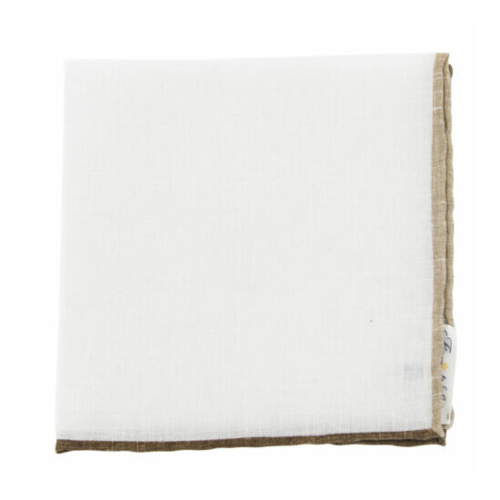 $100 Fiori Di Lusso White Solid Linen Blend Pocket Square - x - (839) image {1}