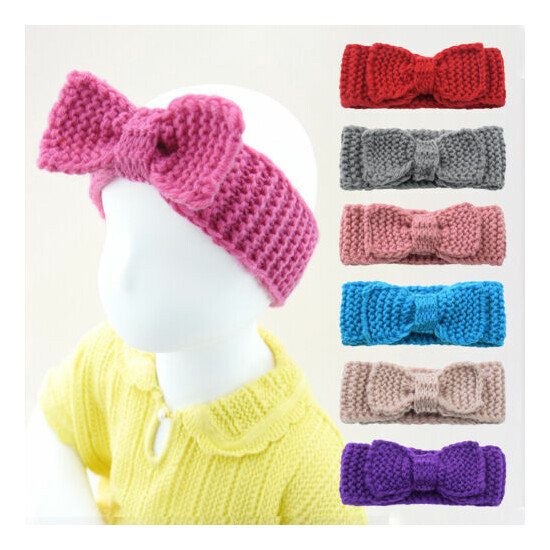 Baby Girls Boy Headband Bowknot Wool Headband Knotted Knitted Headwear Hair Band image {2}