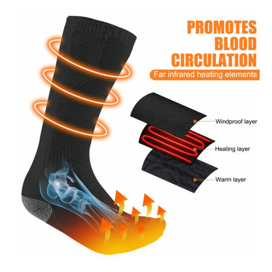 Rechargeable Heated Socks 4000mAh Battery Electric Socks Winter Foot Warmers USA image {1}