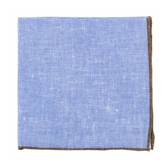 $100 Fiori Di Lusso Blue Solid Linen Pocket Square - x - (808) image {1}