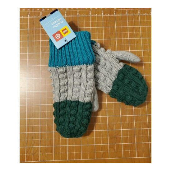 Toddler Color Block Knit Mittens LEGO® Collection x Target Green/Gray/Teal NWT image {1}