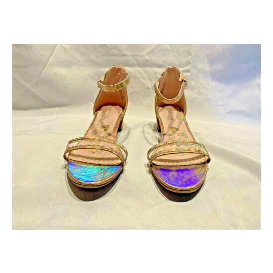 Olive & Edie "Trina" Rose Gold Ankle Strap Open Toe Shoe Sandal Youth 6 image {1}
