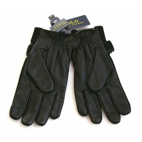 Polo Ralph Lauren Black Hybrid Wool Blend & Leather Gloves Men's NWT Thumb {2}