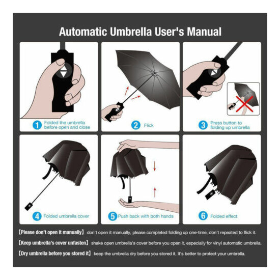 New 8 Ribs Automatic Compact Umbrella Folding Reverse Rain Sun Windproof image {4}