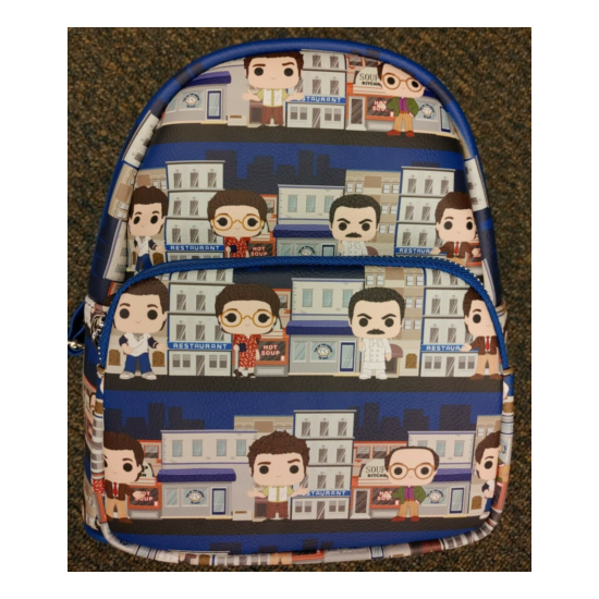 Loungefly Seinfeld Chibi City Characters Mini Backpack Bag Purse Blue Funko NWT image {1}