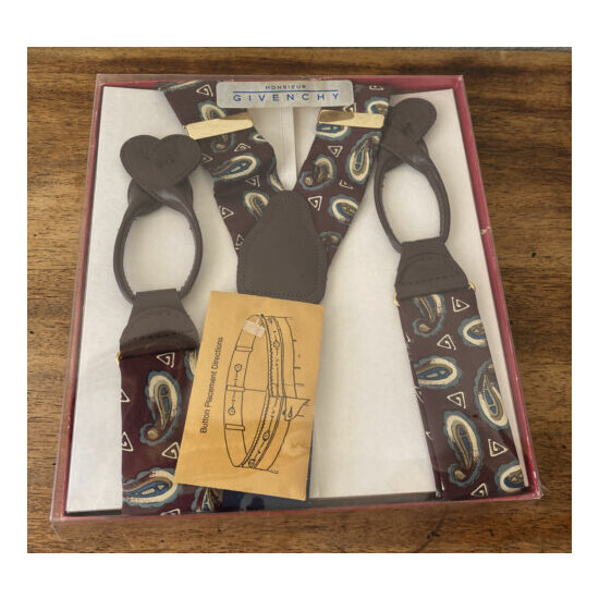 Givenchy Monsieur Vintage W/ Box Silk New Paisley Suspenders! image {1}