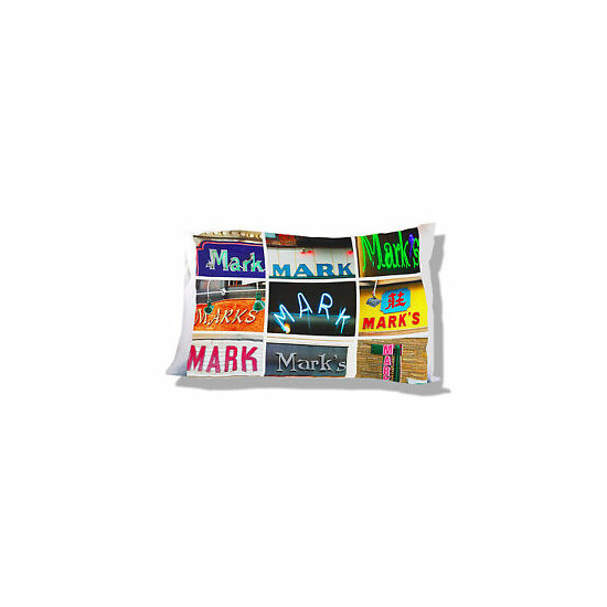 Personalized Pillowcase featuring the name MARK in photos of signs image {1}