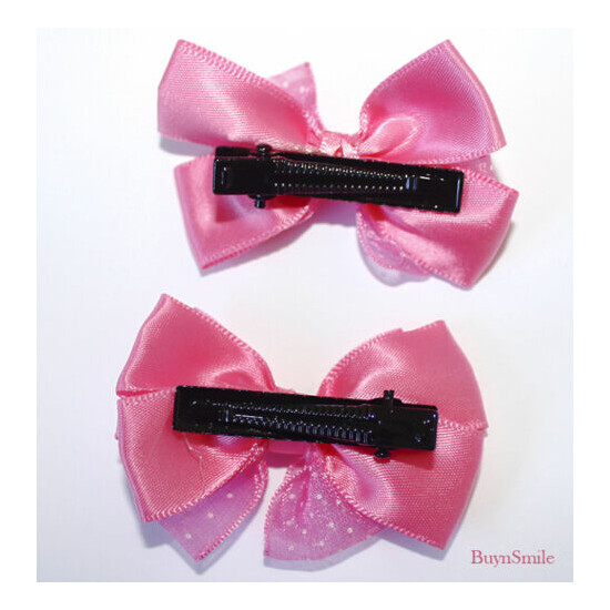 2 X HAIR CLIP BOW LACE ORGANZA CHRISTMAS BABY FLOWER  image {3}