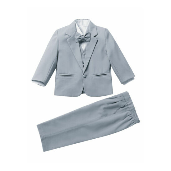 Boy's 5-Piece Suits Notched Lapel One Button Formal Blazer Shirts Vest Pants Set image {7}