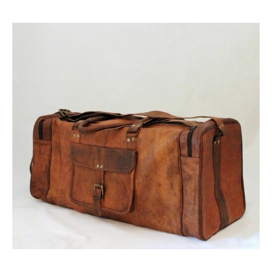 Leather Duffle Travel Bag Men Gym Luggage Genuine Overnight Mens Vintage Duffel image {4}
