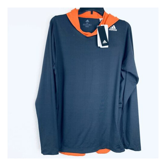 ADIDAS Climalite Gray Orange Athletic Hooded Men Shirt. Size M. NWT image {1}