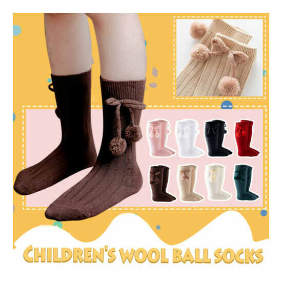 Kids Girls Chunky Ribbed Knit Knee High Socks Solid Cute Velvet Stockings image {1}