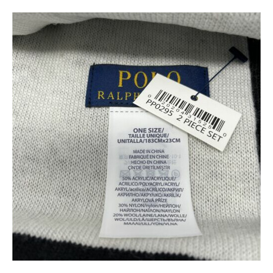 Polo Ralph Lauren 2 Piece Set Black Hat & Scarf Gift Box One Size Unisex Adult image {4}