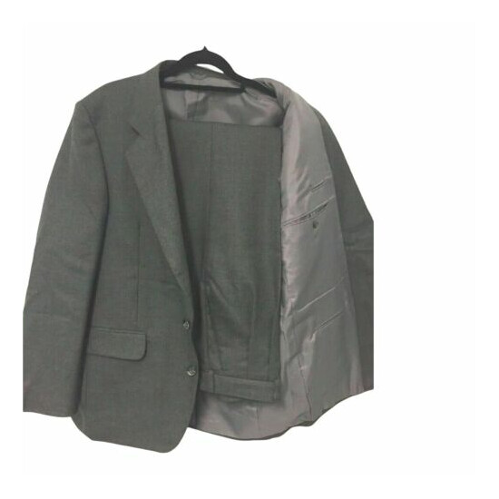 London Park Mens Grey Suit Size 102 Pants Jacket Formal Business Wedding image {1}