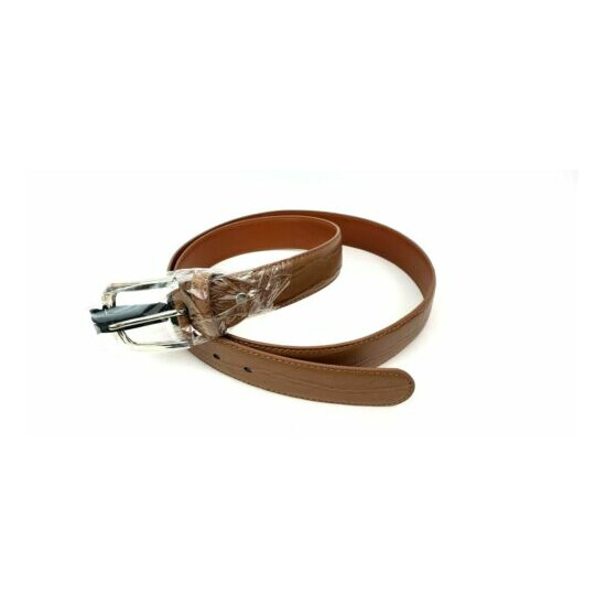 Men's Leather 1.25" Non Reversible Belt Cognac Brown Croc Stitched 54" image {1}