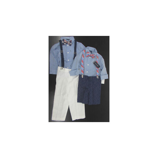 Infant/Toddler/Boys Nautica $50-$59.5 4pc Blue/Navy w/ Suspenders Suits Sz 12m-7 image {1}