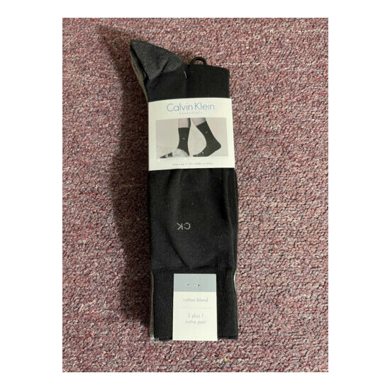 Calvin Klein 4 Pack Men Black/Grey Dress Socks - Size 7-12 - MSRP $29 - NWT image {1}