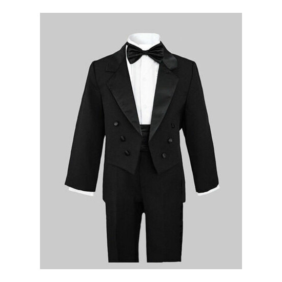  BOYS RECITAL, RING BEARER TUXEDOS With TAILS, BLACK, 2T to 20 image {1}