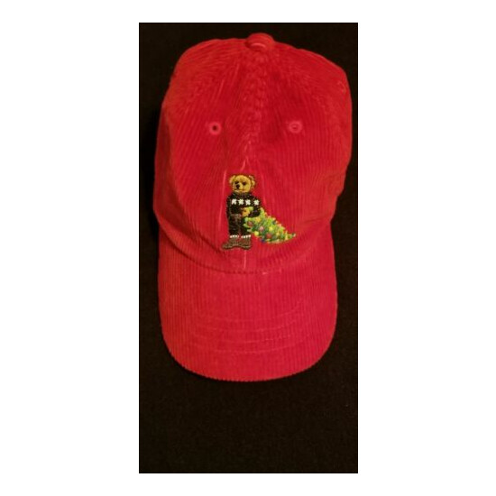 New Polo Ralph Lauren boy's REd BLACK corduroy BEAR baseball hat cap  image {2}