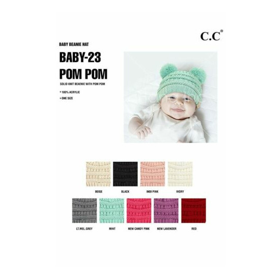 Jinscloset C.C Baby Infant Solid Color Knit Warm Soft Double Pom Beanie SkullHat image {2}