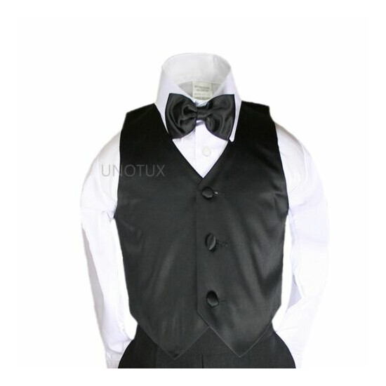 2pc Satin Vest Bow Tie Set for Baby Toddler Teen Boy for Matching Suit Tuxedo  image {3}