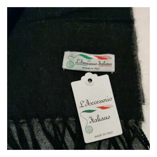 L'Accessorio Italiano Unisex Reversible Fringed Scarf Made in Italy 17"x 70" image {5}