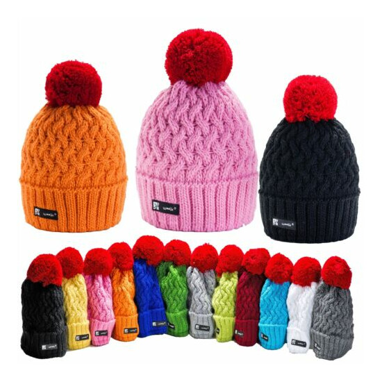 Kids Girls Boys Children Knitted Beanie Hat Hats Cookie Style Winter Warm Hat image {1}