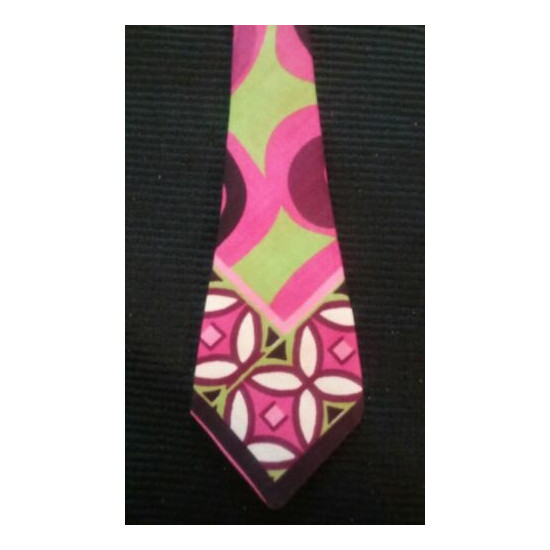 Laa Tee Daa Childrens Neck Tie Pink Green Purple Necktie 12" New image {2}