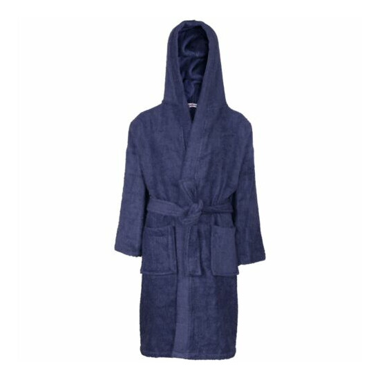 Kids Boys Girls Cotton Soft Terry Hooded Bathrobe Luxury Dressing Gown 2-13 Year image {1}