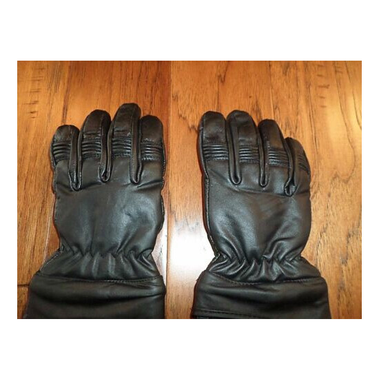 NEW LEATHER MOTORCYCLE GLOVES FLEECE LINED X LONG WITH ZIP AWAY GAUNTLET XXL  image {6}