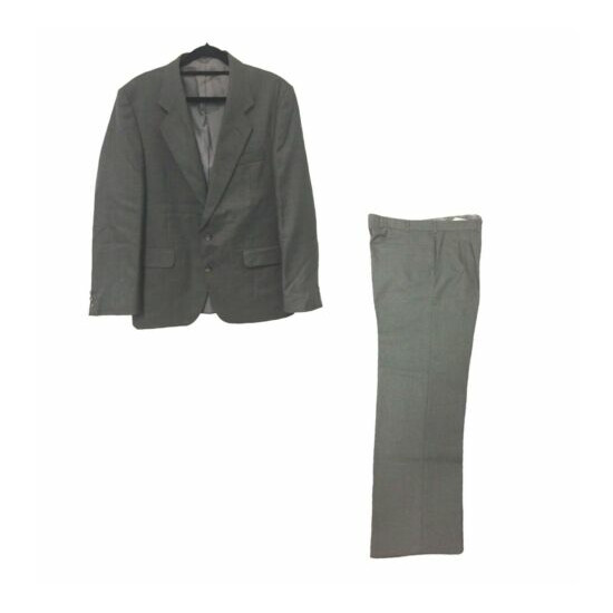 London Park Mens Grey Suit Size 102 Pants Jacket Formal Business Wedding image {2}