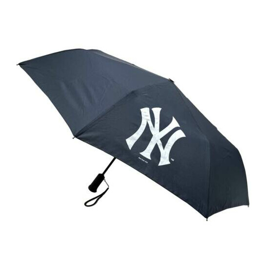Storm Duds New York Yankees 42” Automatic Folding Umbrella With Flashlight– Navy image {1}