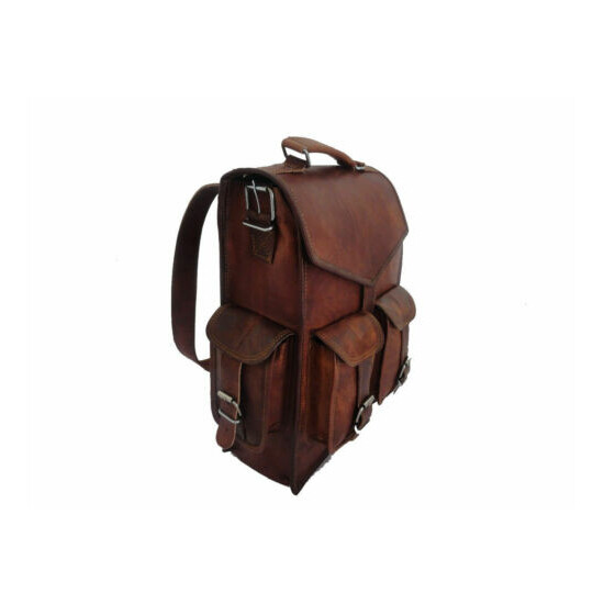 Vintage Men's Leather Backpack Outdoor Rucksack Travel Camping Laptop Bag Pack image {3}