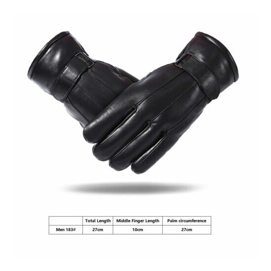 Men Genuine Sheep Leather Gloves Thicken Winter Warm Motorcycle Fleece Gloves image {2}