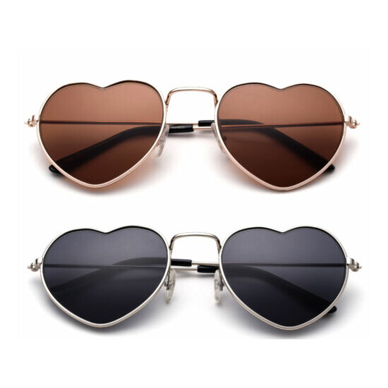Kids Aviator Sunglasses Classic Youth Metal Frame Heart Shape Lead Free UV 100% image {1}
