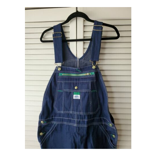 NWOT Mens Liberty Blue Denim Jeans Carpenter Bib Overalls Size 34 x 32 image {3}