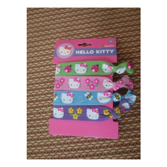 Girl HELLO KITTY MULTICOLOR HAIR STRETCHY TIES NWT SET OF 4 image {1}