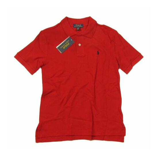 Polo Ralph Lauren Boys Red Solid Mesh Short Sleeve Polo Shirt image {1}